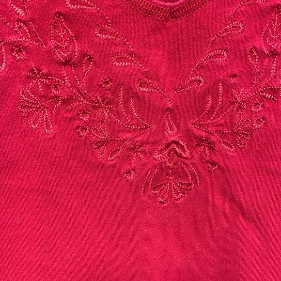 Karen Scott Red Short Sleeve Stitched Design Plus Size 3X - Picture 2 of 5